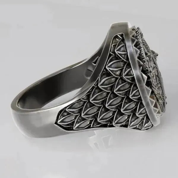 SIEGELRING HERREN ERZENGEL SANKT MICHAEL IN STERLING SILBER - Königlicher Siegelring