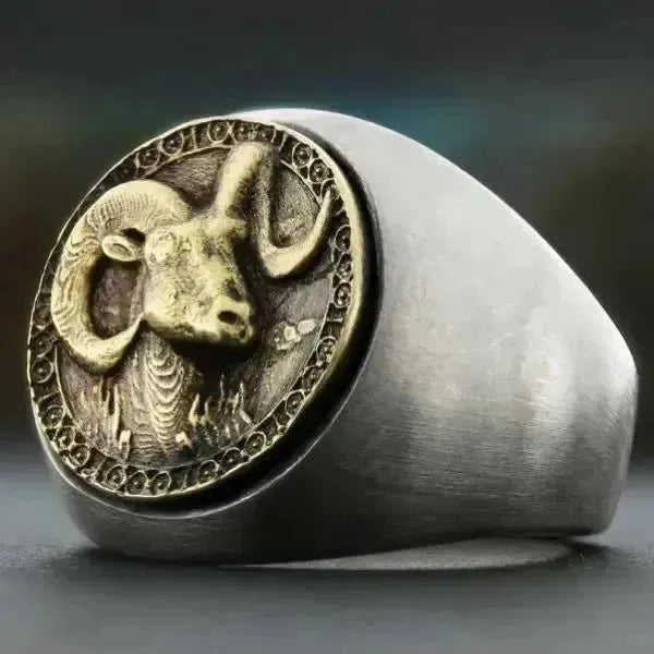 SIEGELRING HERREN SILBER MASSIV HOROSKOP WIDDER ZODIAK - Königlicher Siegelring