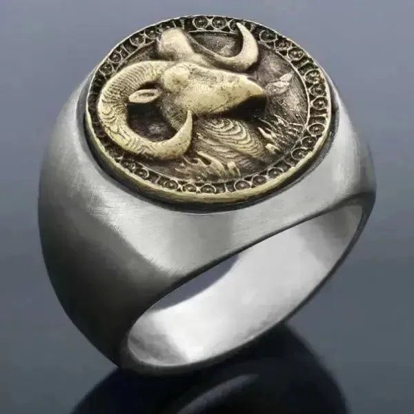 SIEGELRING HERREN SILBER MASSIV HOROSKOP WIDDER ZODIAK - Königlicher Siegelring