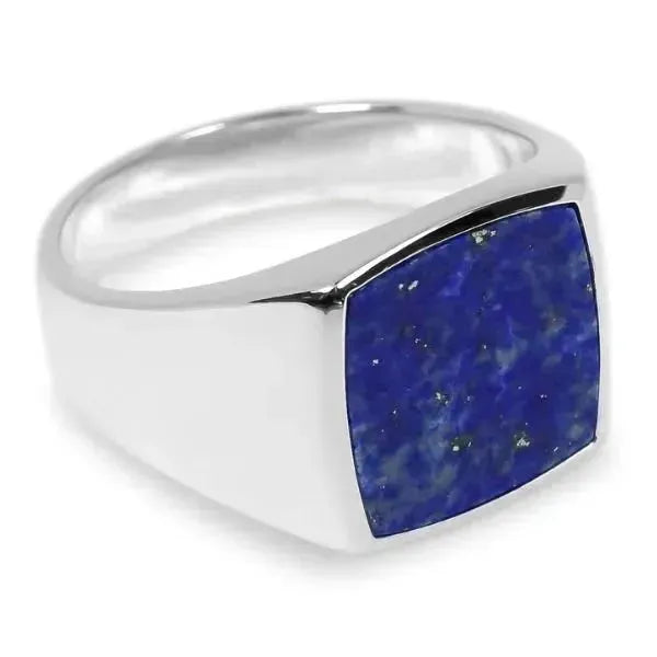 SIEGELRING HERREN SILBER MASSIV MIT LAPISLAZULI BLAU - WEISHEIT - Königlicher Siegelring