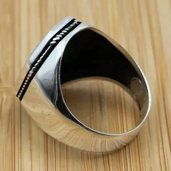SIEGELRING HERREN SILBER MASSIV MIT STEIN SYMBOL DER WEISHEIT - Königlicher Siegelring
