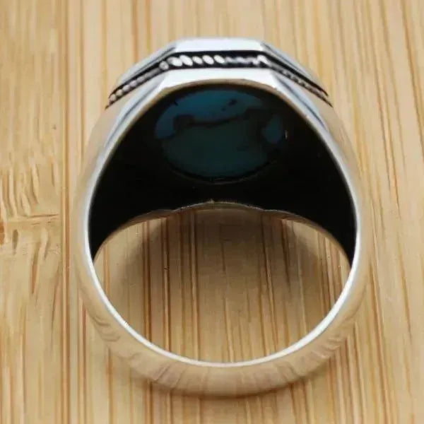 SIEGELRING HERREN SILBER MASSIV MIT STEIN SYMBOL DER WEISHEIT - Königlicher Siegelring