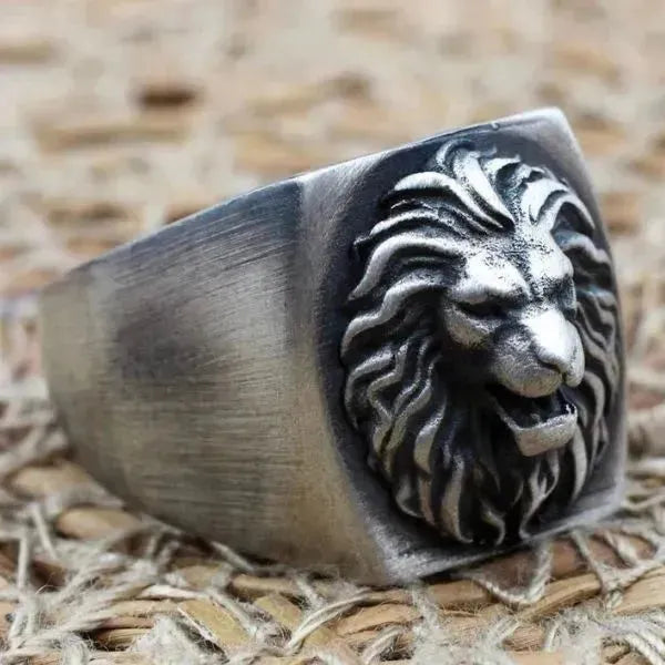 SIEGELRING LÖWENKOPF AUS STERLING SILBER : ZEIGEN SIE IHREN CHARAKTER - Königlicher Siegelring
