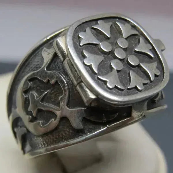 SIEGELRING MYSTERIÖSER HERREN AUS STERLING SILBER - Königlicher Siegelring