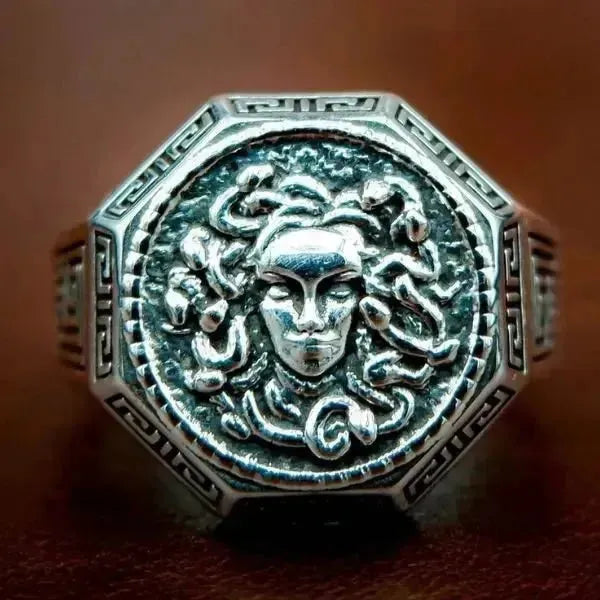 SIEGELRING SILBER GOTHIC STYLE GRIECHISCHE MYTHOLOGIE MEDUSA - Königlicher Siegelring