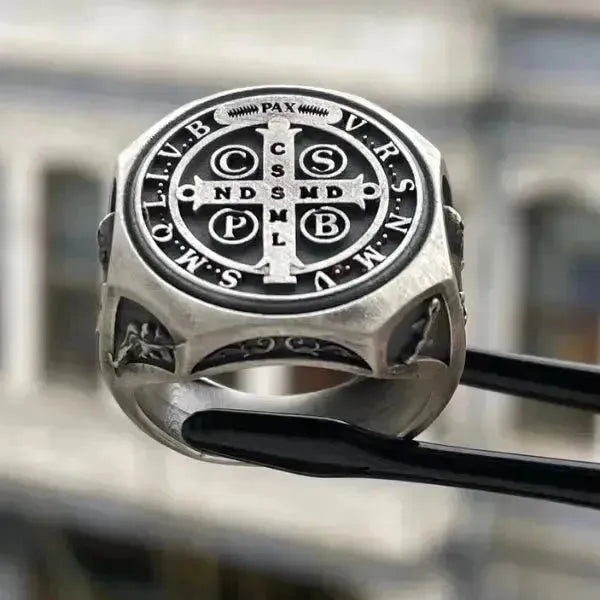 SIEGELRING ST. BENEDIKT - SYMBOL DER HINGABE FÜR HERREN - Königlicher Siegelring