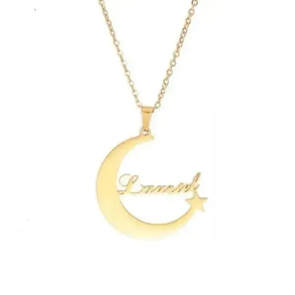 KETTE MIT NAMEN IN GOLD UND SILBER MOND UND STERN - Königlicher Siegelring
