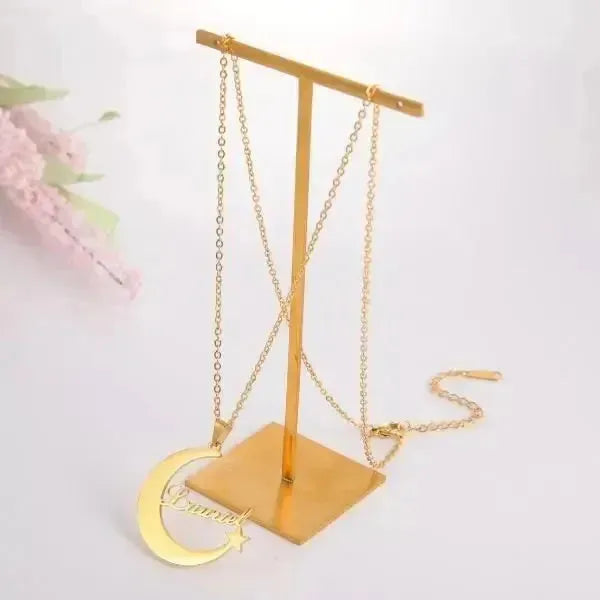 KETTE MIT NAMEN IN GOLD UND SILBER MOND UND STERN - Königlicher Siegelring