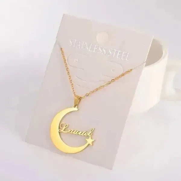 KETTE MIT NAMEN IN GOLD UND SILBER MOND UND STERN - Königlicher Siegelring