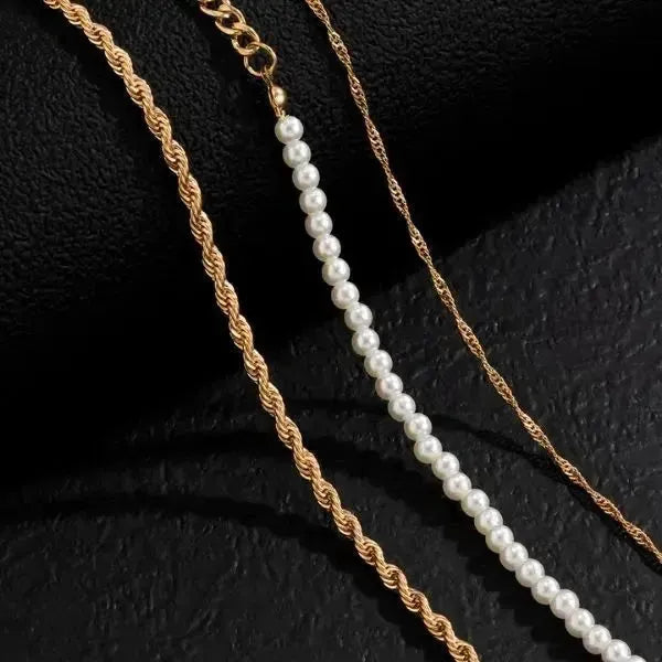 PERLENKETTE HERREN UND DAMEN WEISS GOLD - KETTE MIT PERLE - Königlicher Siegelring