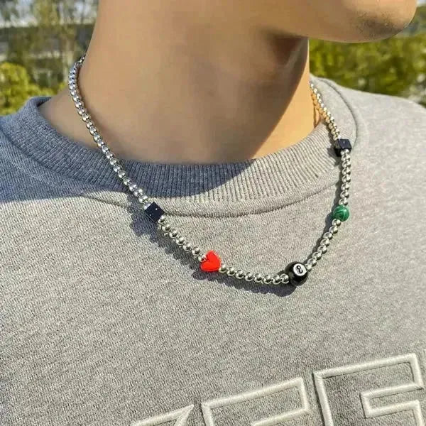 PERLENKETTE HERREN WEISS MINI PERLEN - Königlicher Siegelring
