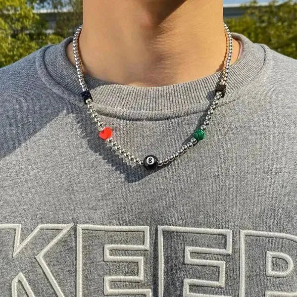PERLENKETTE HERREN WEISS MINI PERLEN - Königlicher Siegelring