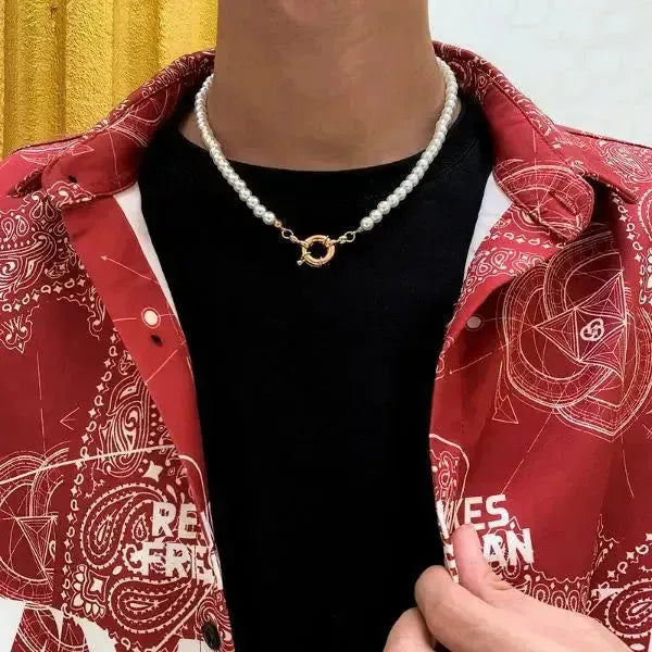 PERLENKETTE HERREN WEISS UND GOLD - Königlicher Siegelring