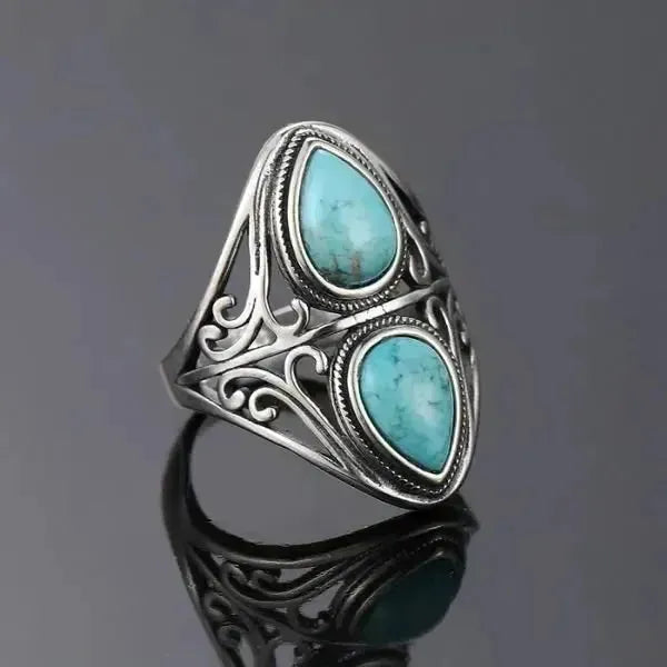 SIEGELRING DAMEN AUS 925ER SILBER WASSERTROPFEN-DESIGN - Königlicher Siegelring