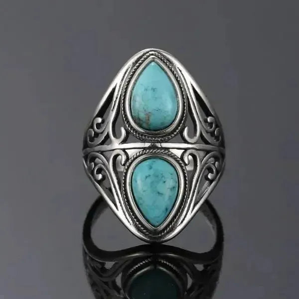 SIEGELRING DAMEN AUS 925ER SILBER WASSERTROPFEN-DESIGN - Königlicher Siegelring