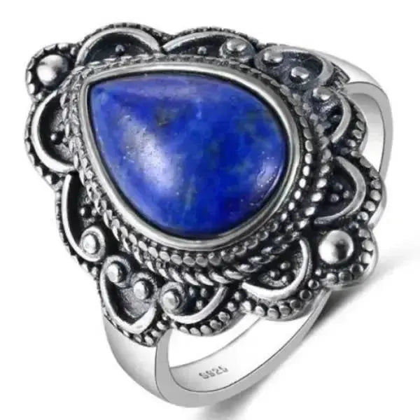 SIEGELRING DAMEN SILBER MIT RUBIN LAPIS STEIN - Königlicher Siegelring
