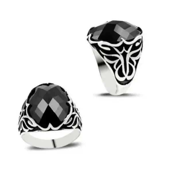 SIEGELRING FÜR HERREN AUS SILBER ONYX KARMISCHE ENERGIEN - Königlicher Siegelring