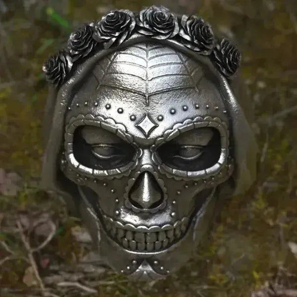SIEGELRING GOTHIC ZUCKERSCHÄDEL STAHL "SANTA MUERTE" - Königlicher Siegelring