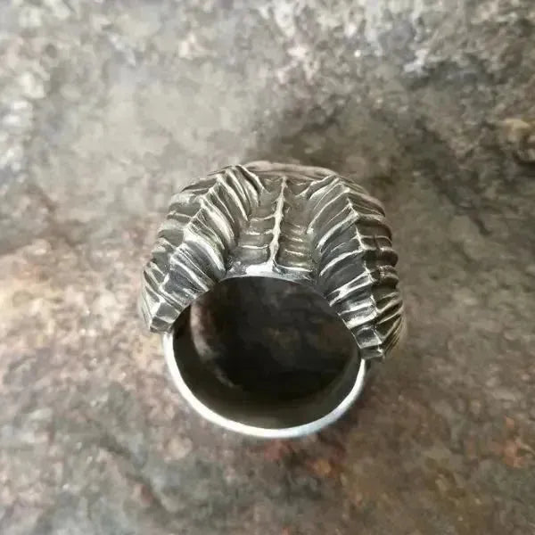 SIEGELRING HERREN EDELSTAHL GOTHIC STIL TOTENKOPF DES GEHÖRNTEN TEUFELS - Königlicher Siegelring