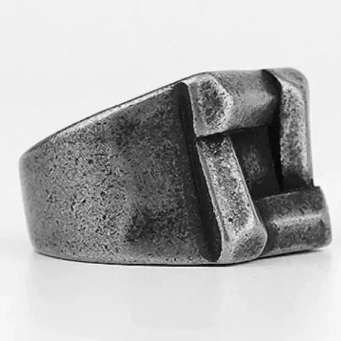 SIEGELRING HERREN AUS STAHL, 22 G, SCHWARZ UND GOLD - Königlicher Siegelring