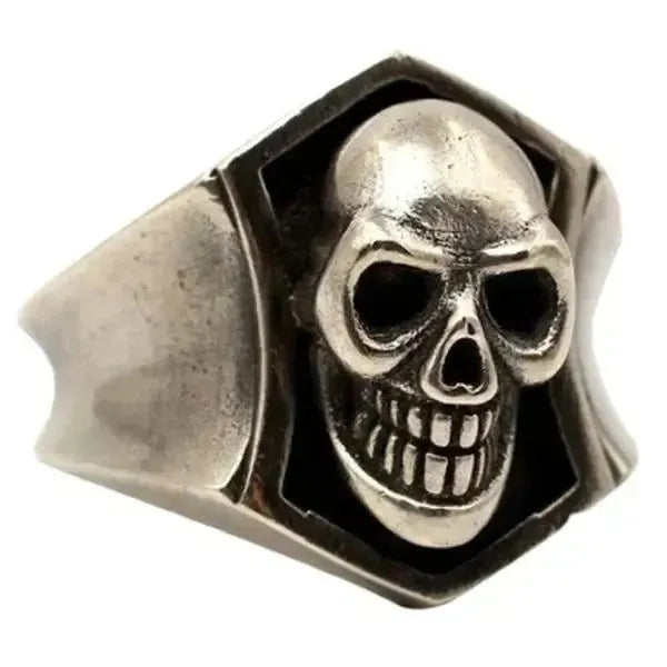 SIEGELRING HERREN SILBER 925 TOTENKOPF LÄCHELND - Königlicher Siegelring