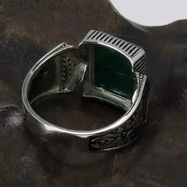 SIEGELRING HERREN SILBER DER GEBURTSSTEIN DER LEOS DER ONYX - Königlicher Siegelring
