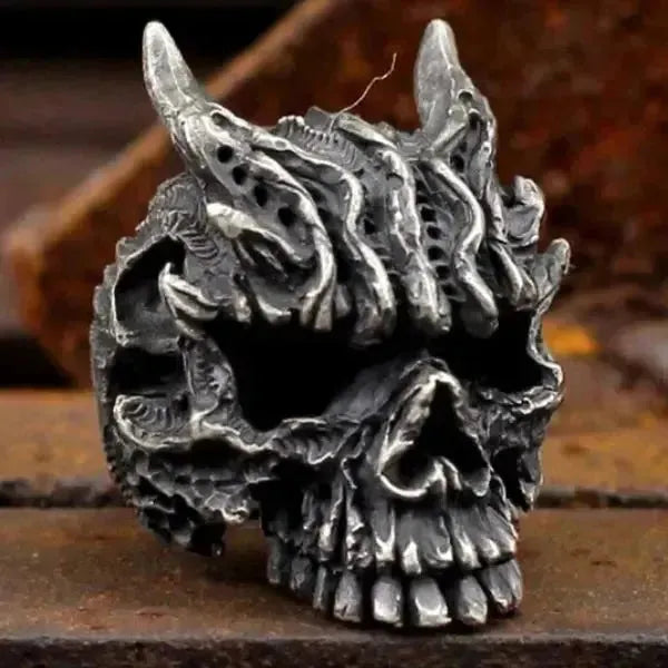 SIEGELRING TEUFELSKOPF FÜR HERREN AUS EDELSTAHL IM GOTHIC STIL - Königlicher Siegelring