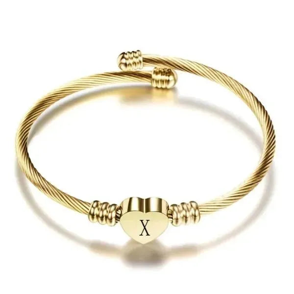 Armband mit Buchstaben Mode Madchen Gold Farbe Edelstahl Herz Armband - Königlicher Siegelring