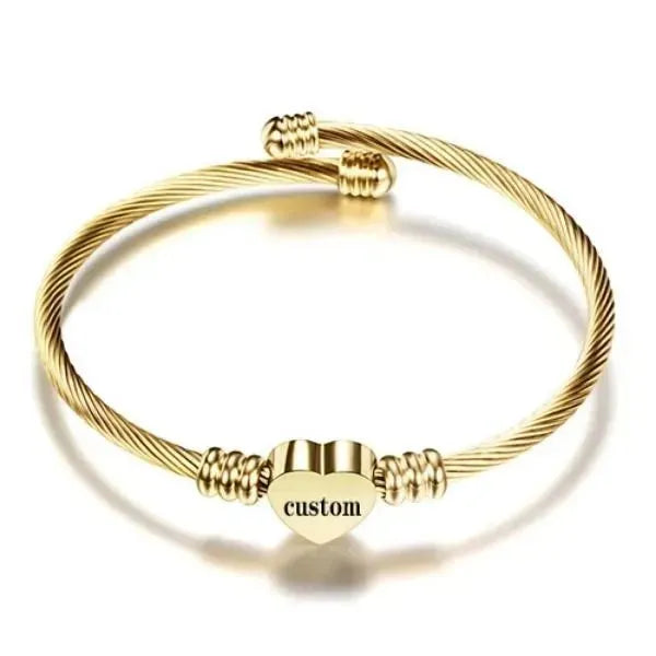 Armband mit Buchstaben Mode Madchen Gold Farbe Edelstahl Herz Armband - Königlicher Siegelring