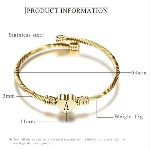 Armband mit Buchstaben Mode Madchen Gold Farbe Edelstahl Herz Armband - Königlicher Siegelring