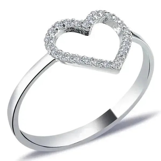 Diamantring in Herz-Form - Eleganz In 14K Weißgold - Königlicher Siegelring
