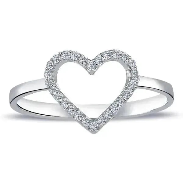 Diamantring in Herz-Form - Eleganz In 14K Weißgold - Königlicher Siegelring