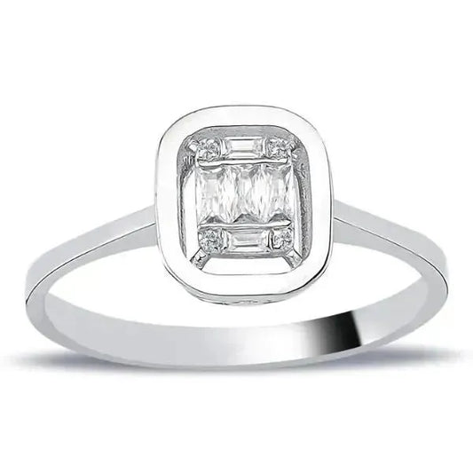 Diamantring mit Baguette und Viereck 0,20 Karat - Absolute Eleganz - Königlicher Siegelring