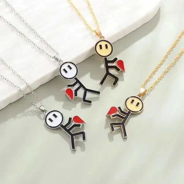 Freundschaftsketten für 2 Magnetische Love Stickman - Königlicher Siegelring