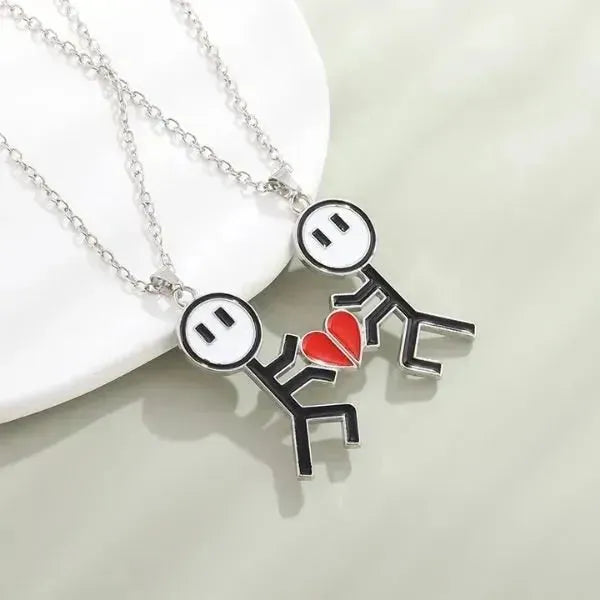 Freundschaftsketten für 2 Magnetische Love Stickman - Königlicher Siegelring