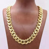 GOLDKETTE HERREN 15MM MIAMI KUBANISCHE HALSKETTE ECHT 14K GELBGOLD GOLD KETTE - Königlicher Siegelring
