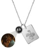 KETTE MIT BILD IM STEIN - 925 STERLING SILBER - BLUME IN PLAKETTE - Königlicher Siegelring