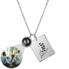 KETTE MIT BILD IM STEIN - 925 STERLING SILBER - BLUME IN PLAKETTE - Königlicher Siegelring