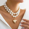 PERLENKETTE DAMEN - KETTE MIT HERZ - Königlicher Siegelring