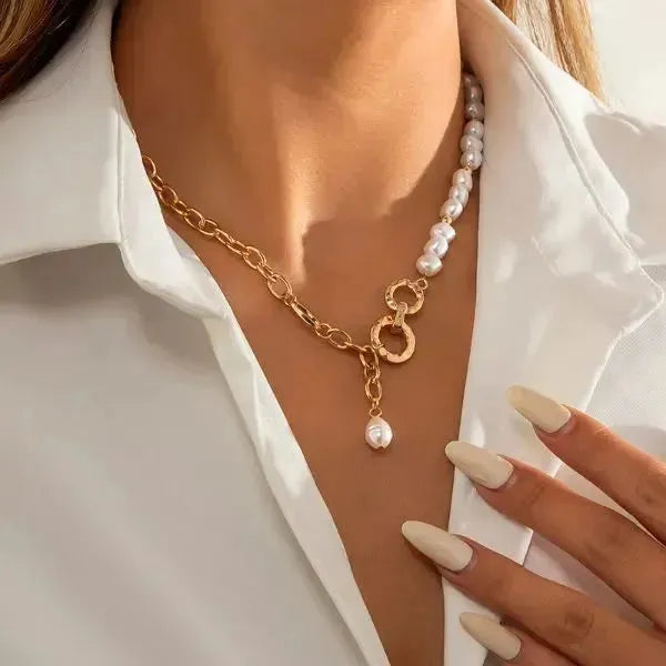 PERLENKETTE DAMEN MODERN GOLD KETTE - Königlicher Siegelring