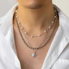 PERLENKETTE FÜR HERREN IN WEISS, SILBER UND GOLD MEHRERE HALSKETTEN - Königlicher Siegelring