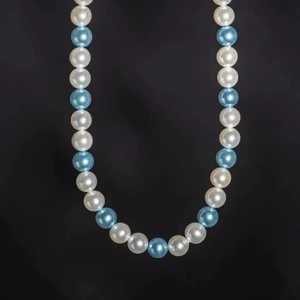 PERLENKETTE FÜR HERREN MIT 6MM BLAUEN MUSCHELPERLEN - Königlicher Siegelring