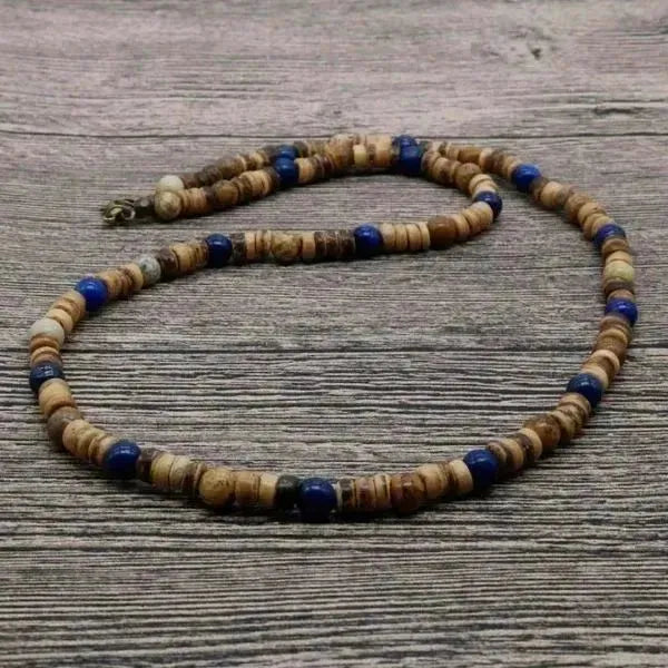 PERLENKETTE HERREN : BUNTE 6MM VINTAGE BOHMEN HALSKETTE - Königlicher Siegelring