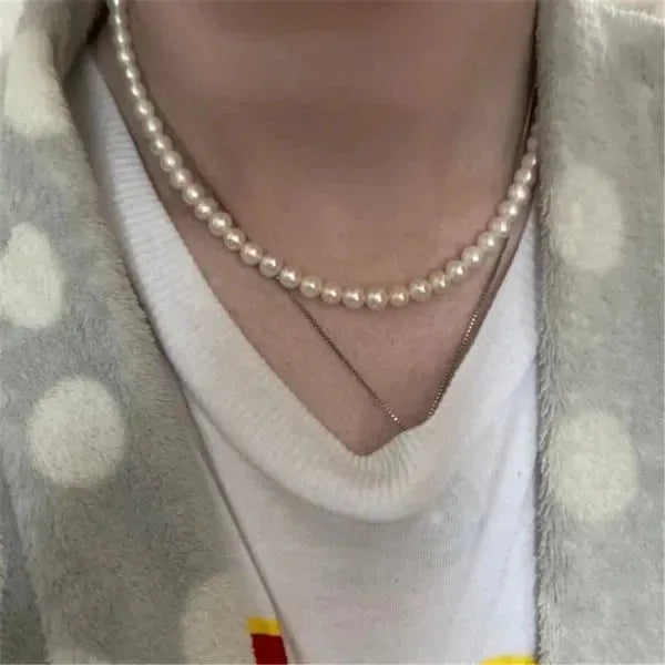 PERLENKETTE HERREN DAMEN EINFACHER STRANG NEUE TRENDY PERLEN KETTE - Königlicher Siegelring