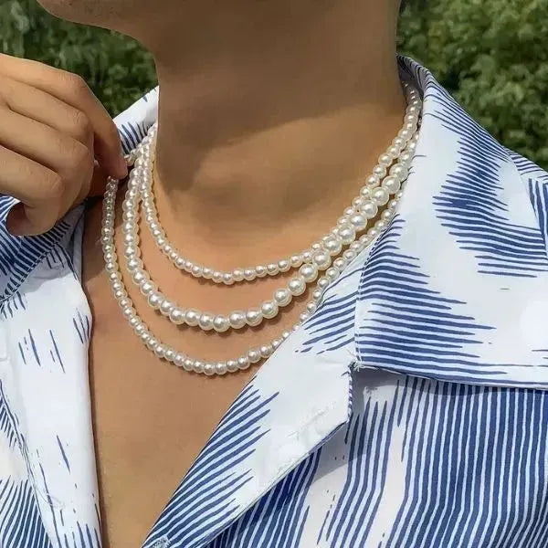 PERLENKETTE HERREN DAMEN KLASSISCH WEISS - Königlicher Siegelring
