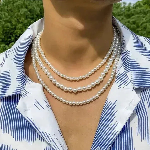 PERLENKETTE HERREN DAMEN KLASSISCH WEISS - Königlicher Siegelring