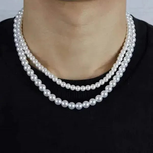 PERLENKETTE HERREN DAMEN KLASSISCH WEISS - Königlicher Siegelring