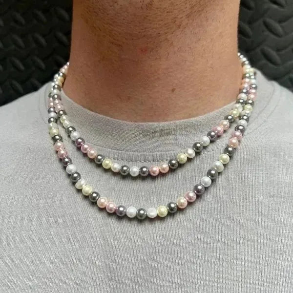 PERLENKETTE HERREN PASTELL FARBENE 6MM MANNERSCHMUCK - Königlicher Siegelring