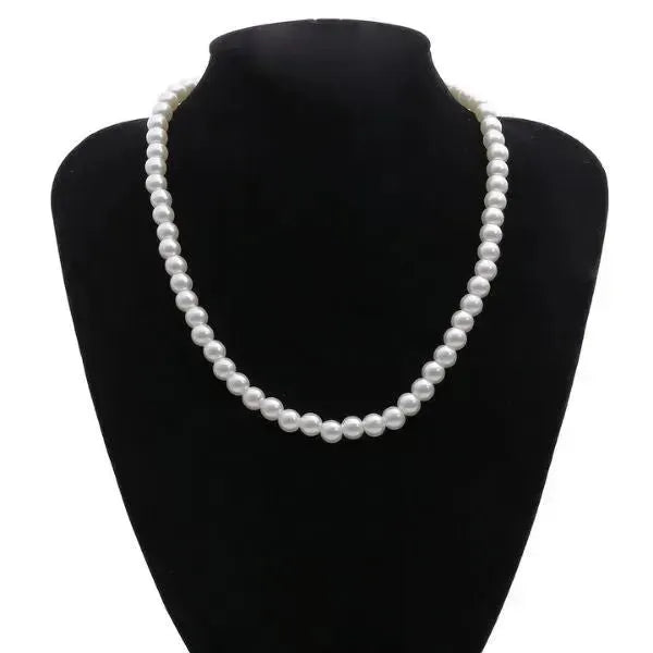 PERLENKETTE HERREN TREND WEISS - HERREN SCHMUCK HALSKETTE - Königlicher Siegelring