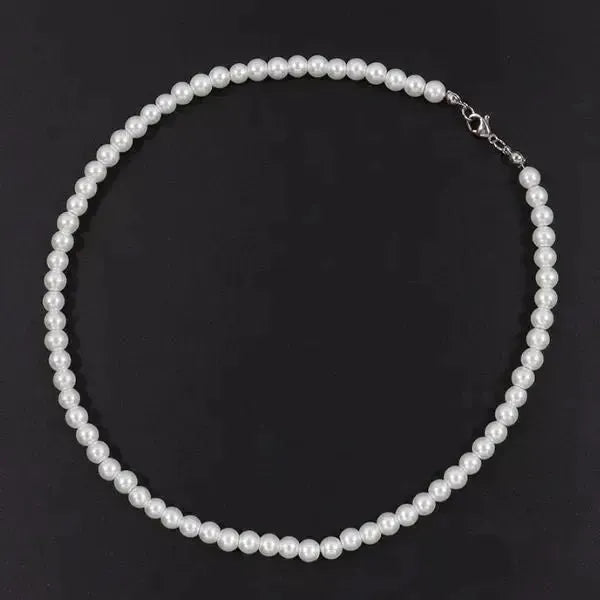 PERLENKETTE HERREN WEIß - KETTE MIT KREUZ - Königlicher Siegelring